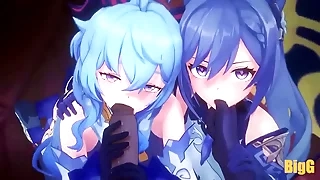 Ganyu y Kequing follan en triplet &sol;animacion de genshin impact&sol;